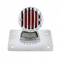 Motorcycle LED "Bobber" Style Horizontal Tail Light With Chrome Grille Bezel - Red LEDs (Red or Smoked Lens)
