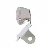 Motorcycle LED "Bobber" Style Horizontal Tail Light With Chrome Grille Bezel - Red LEDs (Red or Smoked Lens)