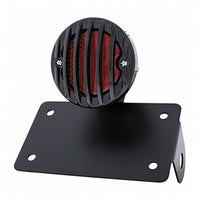 Motorcycle LED "Bobber" Style Horizontal Tail Light With Black Grille Bezel - Red LEDs (Red or Smoked Lens)