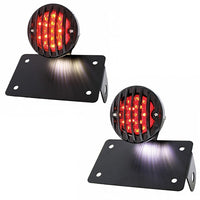 Motorcycle LED "Bobber" Style Horizontal Tail Light With Black Grille Bezel - Red LEDs (Red or Smoked Lens)