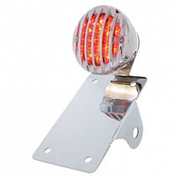 Motorcycle LED "Bobber" Style Vertical Tail Light With Chrome Grille Bezel - Red LEDs (Red or Smoked Lens)