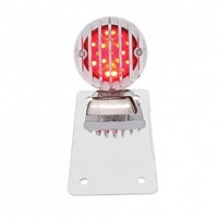 Motorcycle LED "Bobber" Style Vertical Tail Light With Chrome Grille Bezel - Red LEDs (Red or Smoked Lens)