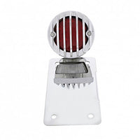 Motorcycle LED "Bobber" Style Vertical Tail Light With Chrome Grille Bezel - Red LEDs (Red or Smoked Lens)