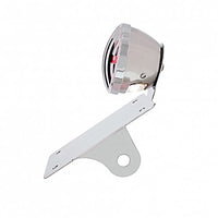 Motorcycle LED "Bobber" Style Vertical Tail Light With Chrome Grille Bezel - Red LEDs (Red or Smoked Lens)