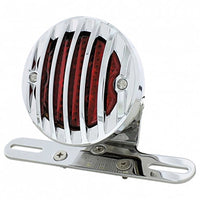 Motorcycle LED Rear Fender Tail Light With Chrome Grille Bezel - Red LEDs (Red or Smoked Lens)