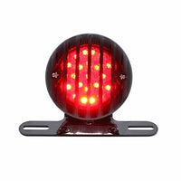 Motorcycle LED Rear Fender Tail Light With Gloss Black Grille Bezel - Red LEDs (Red or Smoked Lens)