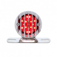 Motorcycle LED Rear Fender Tail Light With Chrome Grille Bezel - Red LEDs (Red or Smoked Lens)