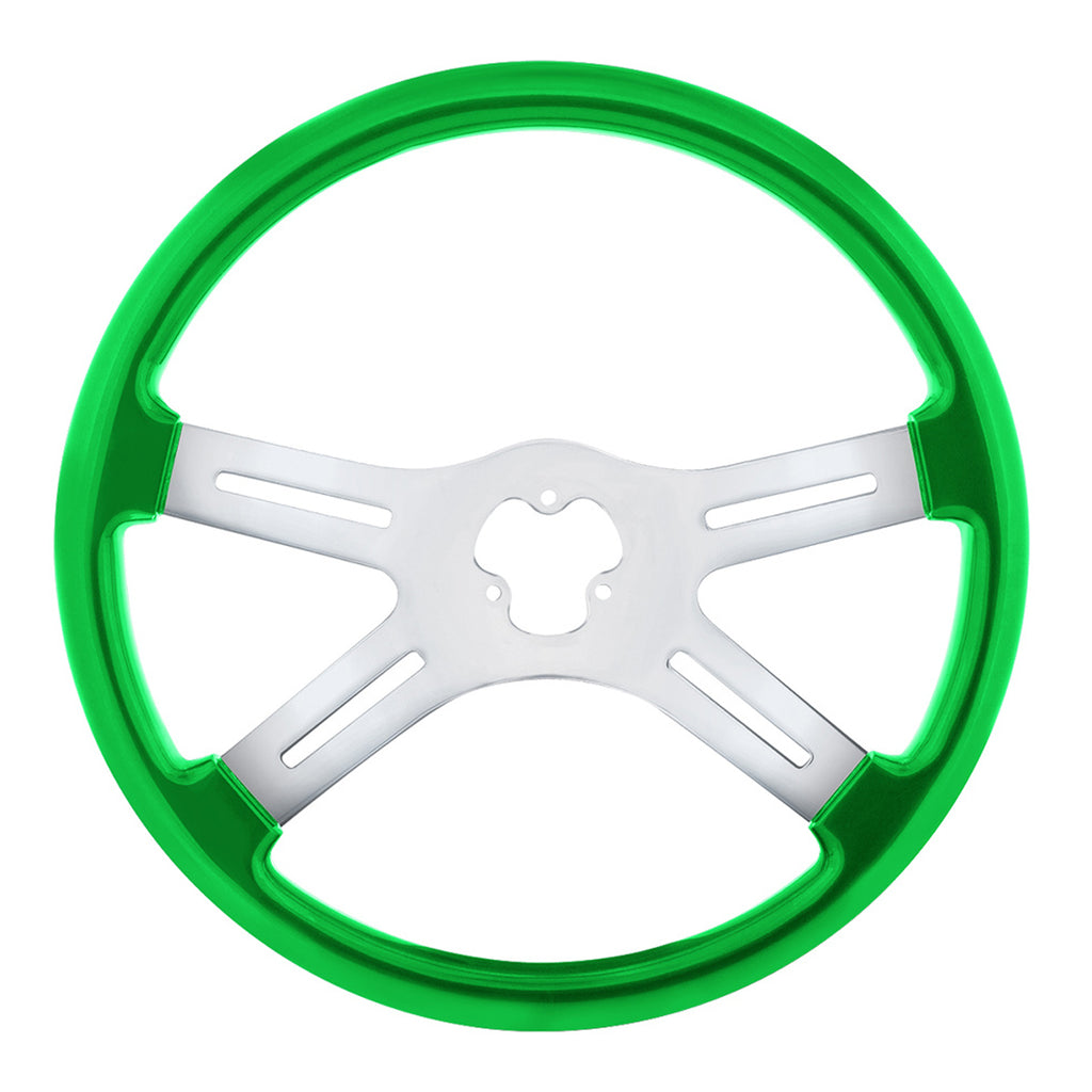 United Pacific - 18" Vibrant Color 4 Spoke Steering Wheel (Candy Apple Green)