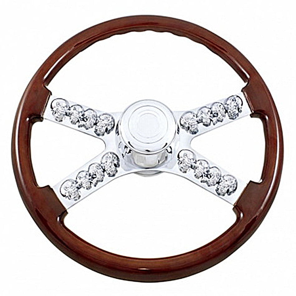 United Pacific - 18" Skull Steering Wheel With Hub & Horn Kit (International or 89'-2006 Freightliner)