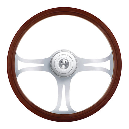 18" Chrome Blade Steering Wheel With Hub & Horn Button Kit For Peterbilt (1998-2005) & Kenworth (2001-2002)