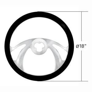 United Pacific - 18" Chrome Aluminum "Scorpion" Style Steering Wheel With Black Leather Rim