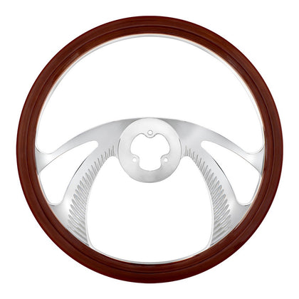 United Pacific - 18" Chrome Aluminum "Scorpion" Style Steering Wheel With Wood Rim