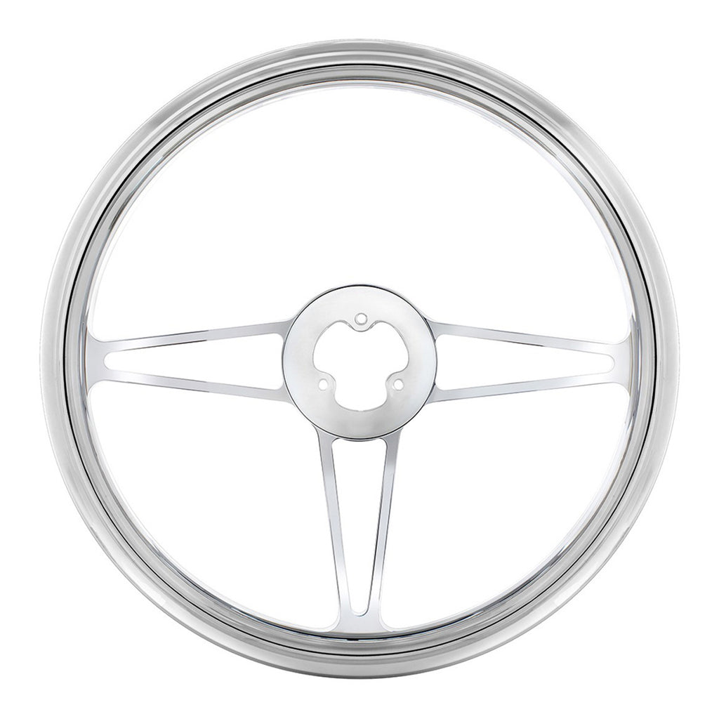 United Pacific - 18" Chrome Aluminum "3-Spoke" Style Steering Wheel