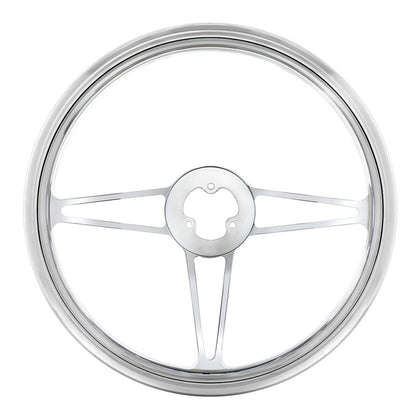 United Pacific - 18" Chrome Aluminum "3-Spoke" Style Steering Wheel