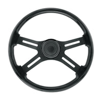18" 4 Spoke Steering Wheel With Horn Bezel & Button (Gloss Black or Wood Grain)