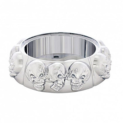 United Pacific - Chrome Die-Cast Skull Horn Button Bezel