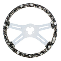 18" Color Skull Steering Wheel Only With Hydro-dip Finish Wood (Gray/White, Blue or Red)