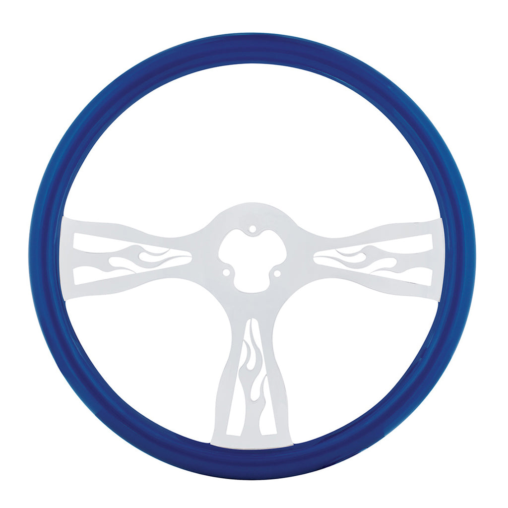 United Pacific - 18" Color Flame Steering Wheel (Electric Blue or Indigo Red)