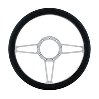 United Pacific - 14" Chrome Aluminum 3-Spoke Style 9-Screw Mount Steering Wheel