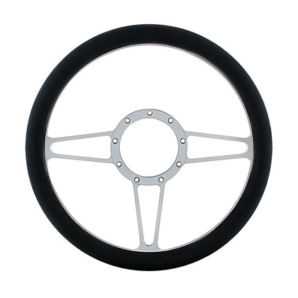 United Pacific - 14" Chrome Aluminum 3-Spoke Style 9-Screw Mount Steering Wheel