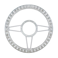 United Pacific - 14" Chrome Aluminum 3-Spoke Style 9-Screw Mount Steering Wheel