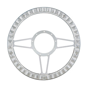 United Pacific - 14" Chrome Aluminum 3-Spoke Style 9-Screw Mount Steering Wheel