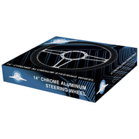 United Pacific - 14" Chrome Aluminum 3-Spoke Style 9-Screw Mount Steering Wheel