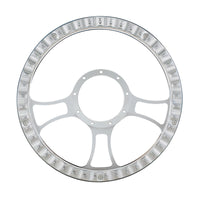 14" Chrome Aluminum Blade Style Steering Wheel With Black Engineered Leather Grip