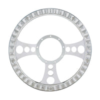 14" Chrome Aluminum Chopper Style Steering Wheel With Black Engineered Leather Grip