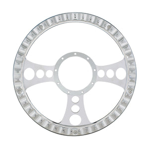 14" Chrome Aluminum Chopper Style Steering Wheel With Black Engineered Leather Grip