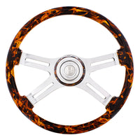 United Pacific - 18" Flame Steering Wheel With Matching Flame Bezel