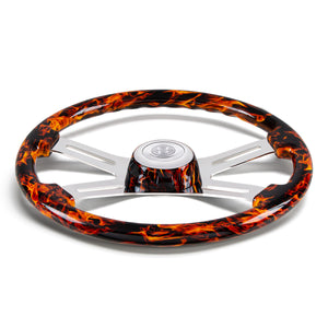 United Pacific - 18" Flame Steering Wheel With Matching Flame Bezel