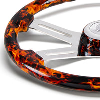 United Pacific - 18" Flame Steering Wheel With Matching Flame Bezel