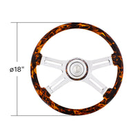 United Pacific - 18" Flame Steering Wheel With Matching Flame Bezel