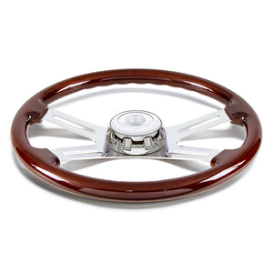 United Pacific - 18" 4 Spoke Steering Wheel With Chrome Horn Bezel And Horn Button
