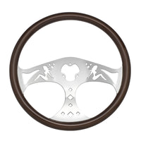 United Pacific - 18" Lady Steering Wheel With Chrome Horn Bezel And Horn Button (Woodgrain)