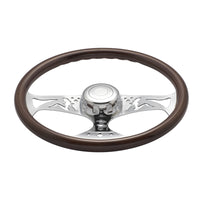 United Pacific - 18" Lady Steering Wheel With Chrome Horn Bezel And Horn Button (Woodgrain)