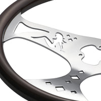 United Pacific - 18" Lady Steering Wheel With Chrome Horn Bezel And Horn Button (Woodgrain)