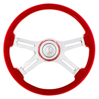 18" 4 Spoke Steering Wheel With Color Matching Horn Bezel (Electric Blue or Indigo Red)