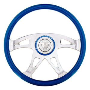 18" Boss Steering Wheel With Color Matching Horn Bezel (Electric Blue or Indigo Red)