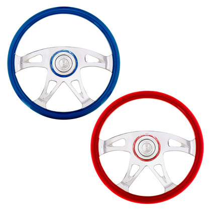 18" Boss Steering Wheel With Color Matching Horn Bezel (Electric Blue or Indigo Red)