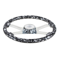 18" 4 Spoke Skull Steering Wheel With Matching Skull Horn Bezel (White, Blue or Red)