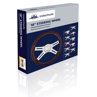 18" 4 Spoke Skull Steering Wheel With Matching Skull Horn Bezel (White, Blue or Red)