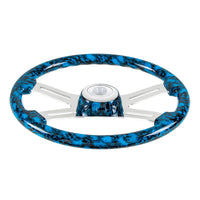 18" 4 Spoke Skull Steering Wheel With Matching Skull Horn Bezel (White, Blue or Red)