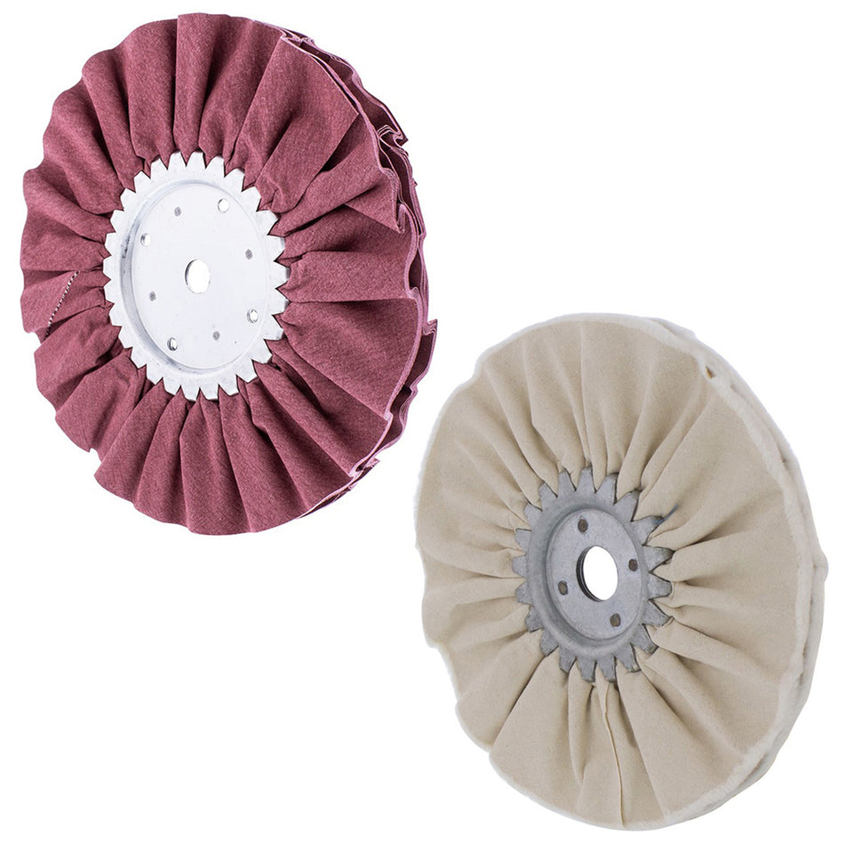 United Pacific - 6" Red or White Treated Airway Buff - 5/8" & 1/2" Arbor