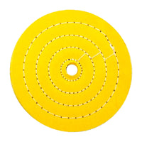 United Pacific - 6" Yellow Treated Muslin Buff - 5/8" Arbor