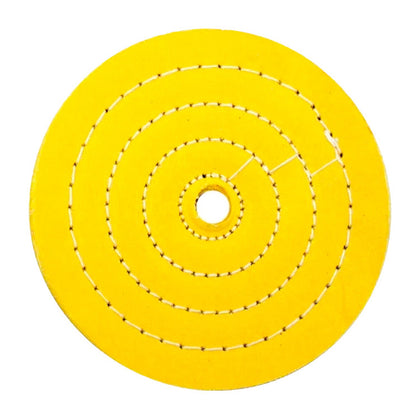 United Pacific - 6" Yellow Treated Muslin Buff - 5/8" Arbor