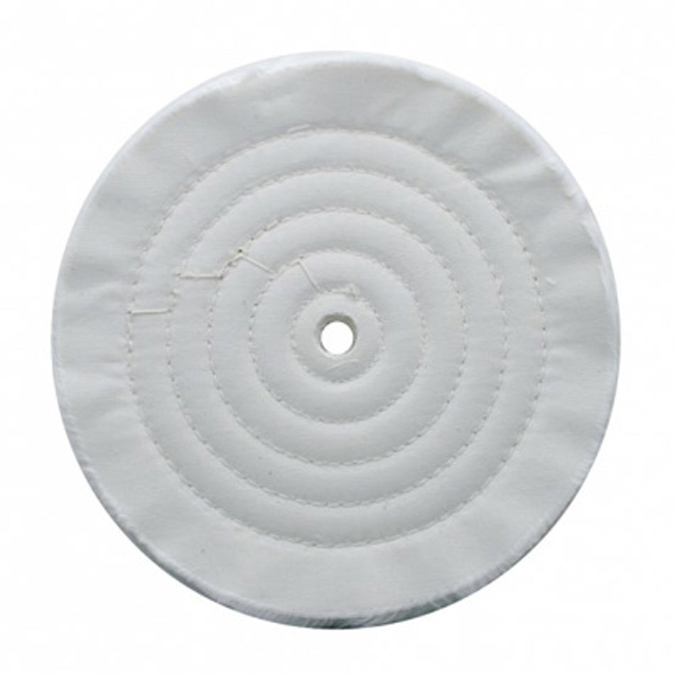 United Pacific - 8" White Soft Muslin Buff - 1/8" or 5/8" Arbor