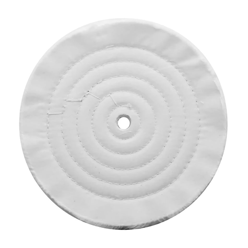 United Pacific - 8" White Soft Muslin Buff - 1/8" or 5/8" Arbor