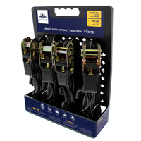 United Pacific - 1" X 15' Ratchet Tie Down w S Hook (Single or 4 Pack)